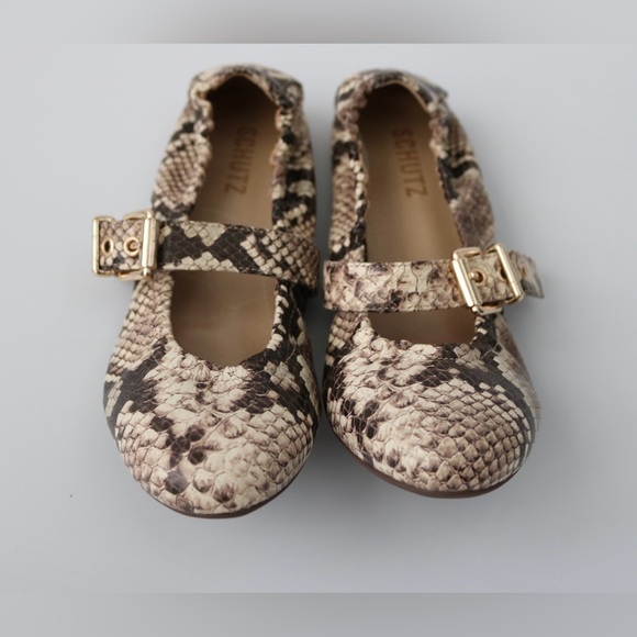 NWOT- Schutz- Calita Snake-Embossed Leather Flat- Size 7.5 - Picture 8 of 8